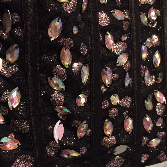 Tiffany blue and black beaded cocktail dress - Picture 2 of 2